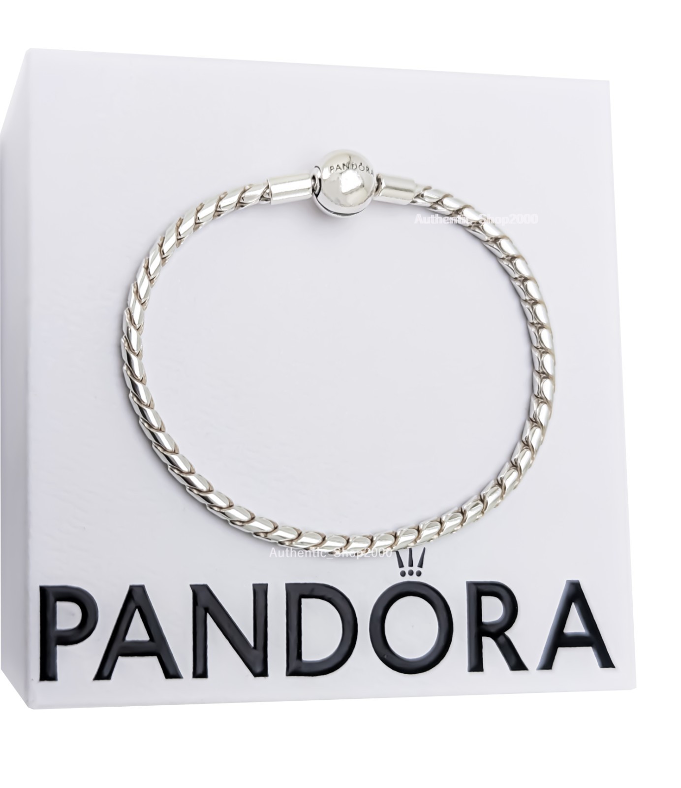NEW 100% Authentic PANDORA Silver Logo Round Clasp Wing Chain Bracelet 594028C00