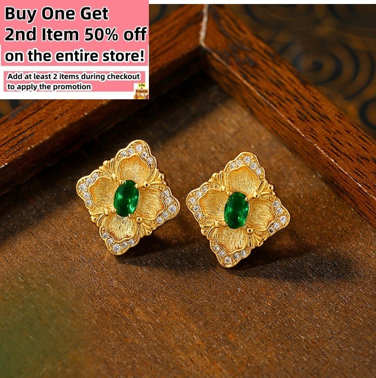 Buccellati Crystal Stud Earrings / Ring / Pendant / 18K Gold Plated Jewelry