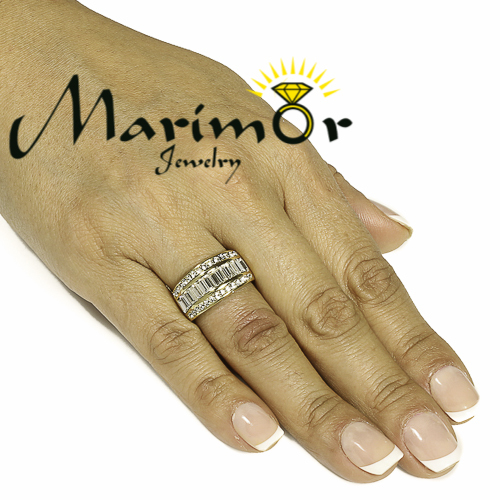 Stainless Steel 14k Gold Ion Plated Crystal Baguette Ring Women’s Sizes 5-10