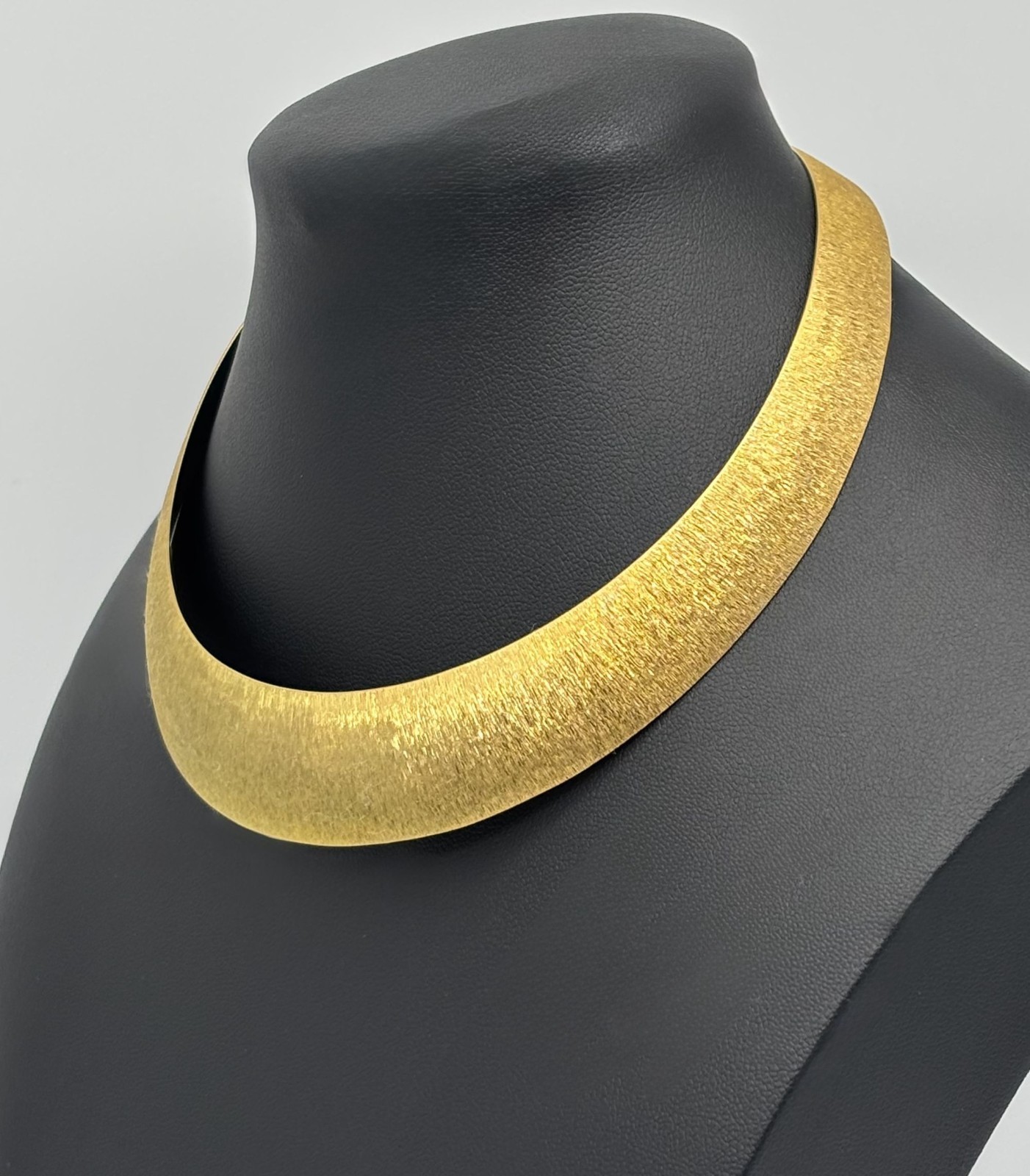 Vintage Milor Italy Brushed Textured Bronze Collar Torque Choker Necklace Signed