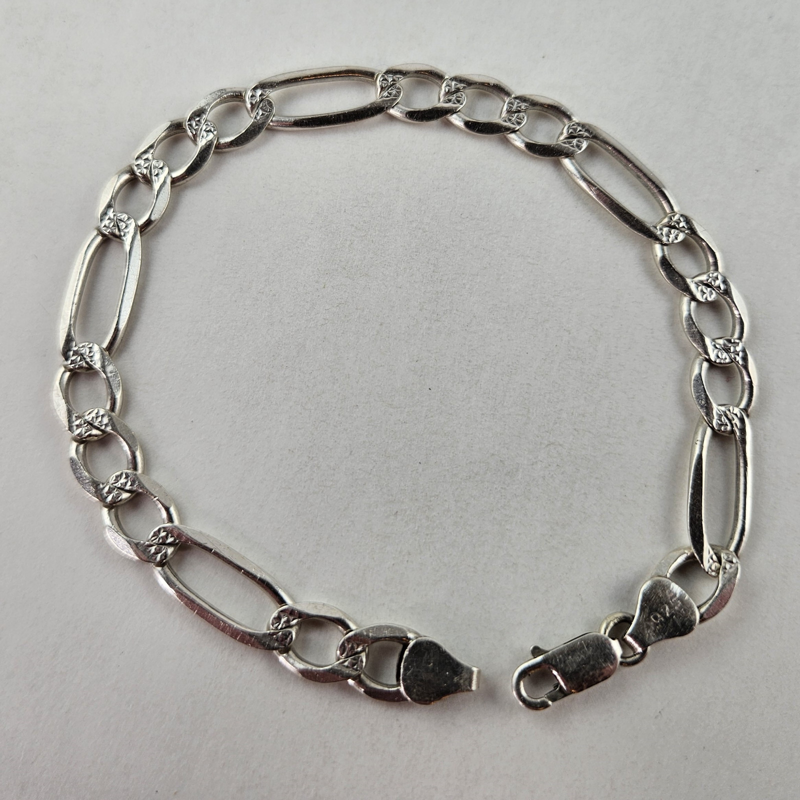 Sterling Silver Cuban Link Tennis Bracelet 16.6g 9 in [8212]