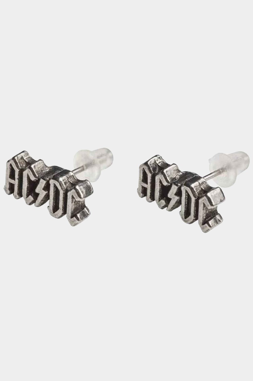 AC/DC Stud Earrings classic Band Logo new Official Pewter One Size