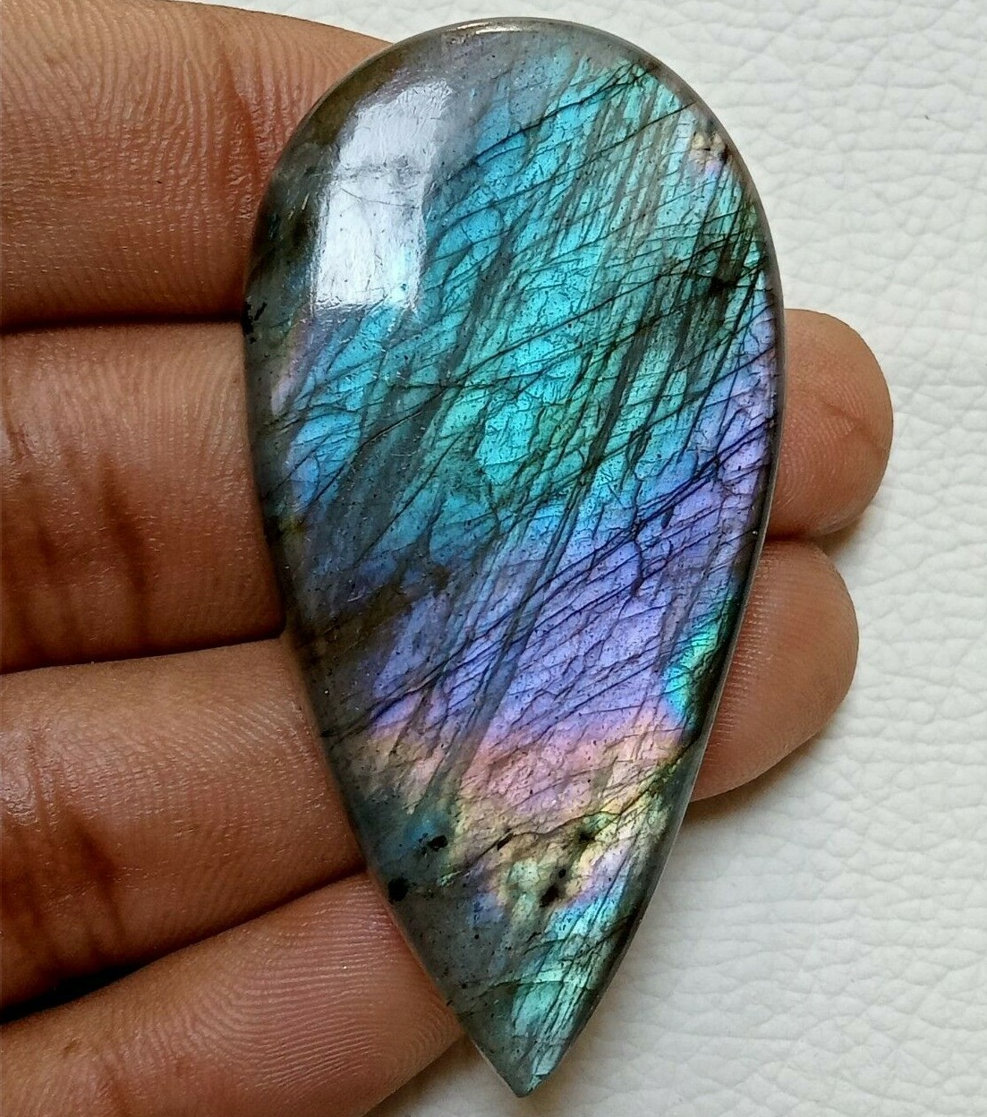 Top Unique Rare Fire Labradorite Gemstone For Jewelry Making 55X28X8 mm 105 Crt