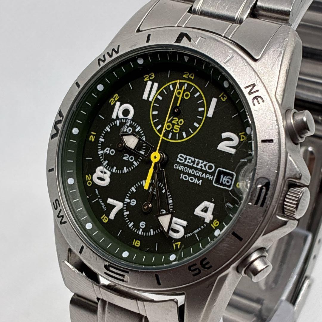 Seiko 7T92-0DX0 Chronograph Quartz Watch Mens Wrist 18.5cm/7.3in