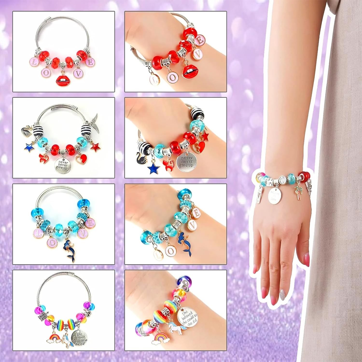 Charm Bracelet/Jewelry Making Kits for Kids Girls,Unicorn Birthday Gifts,Arts Cr