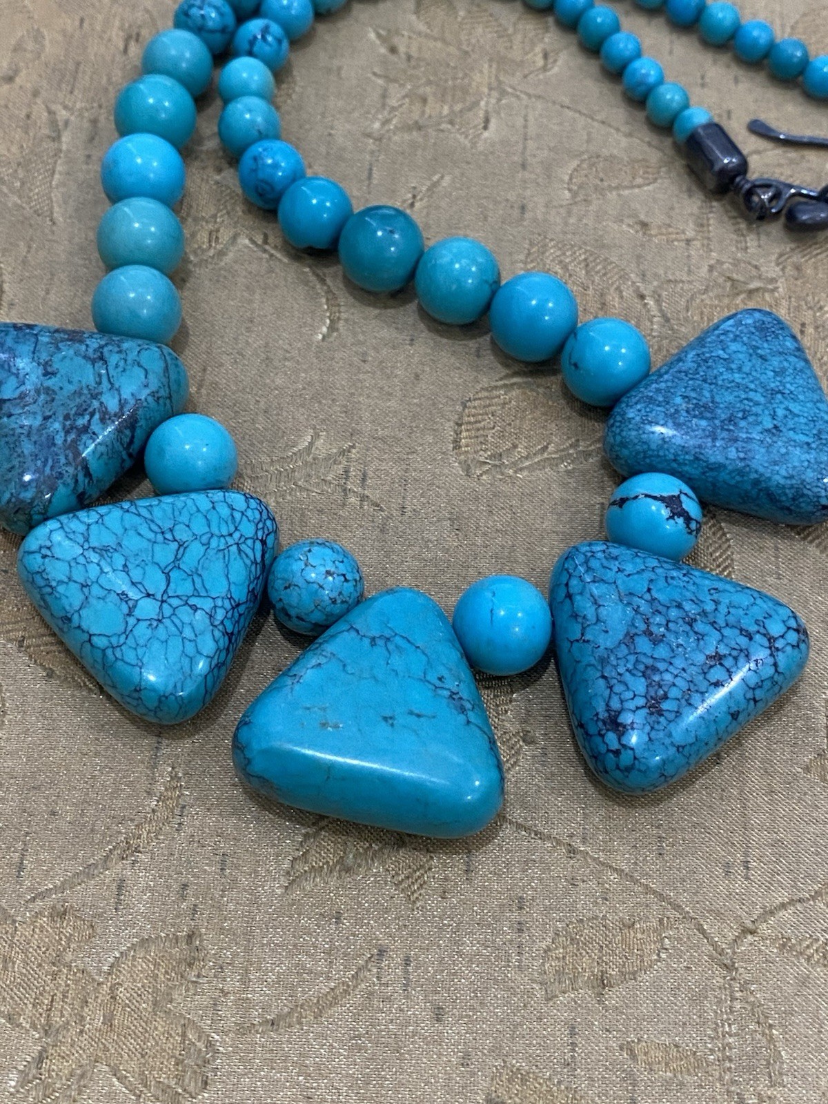 Mine Finds by Jay King DTR Turquoise Beaded Necklace Signed Sterling 925, 20”