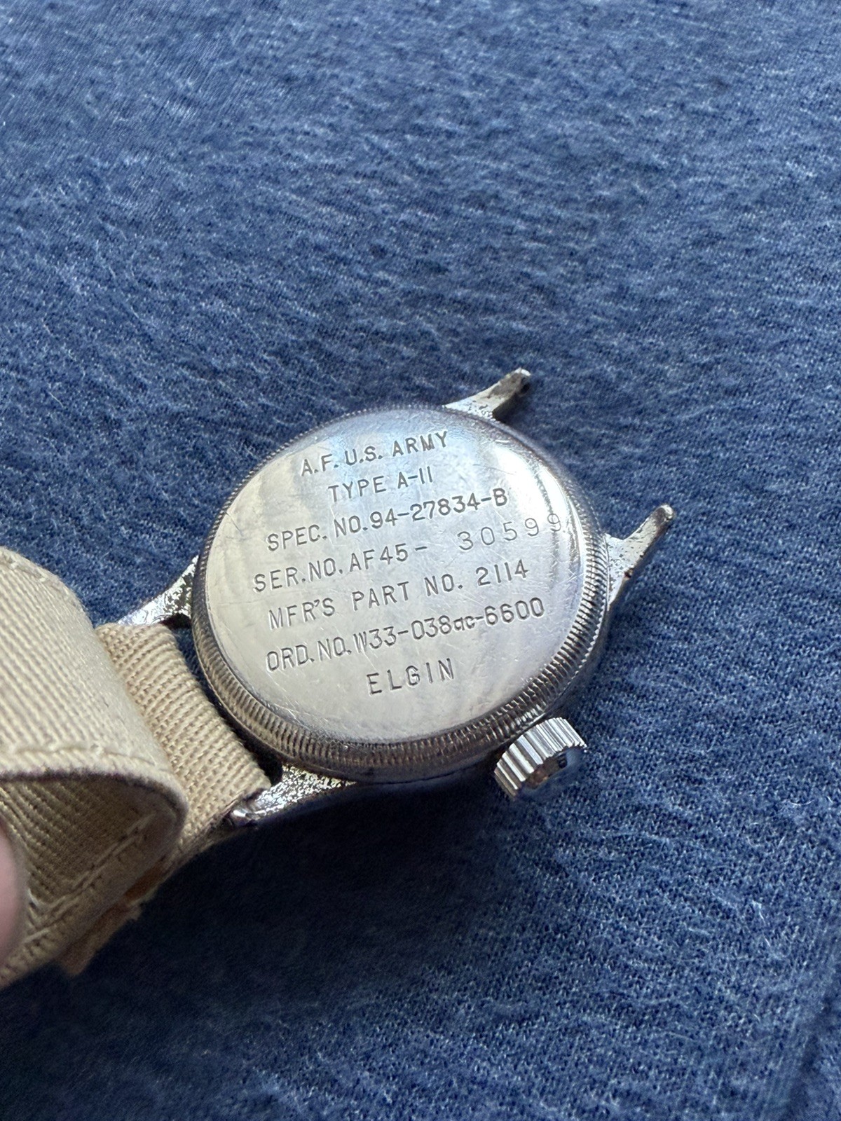 1945 Elgin A-11 Hack Grade 539 16 Jewels US Military Issued Wristwatch