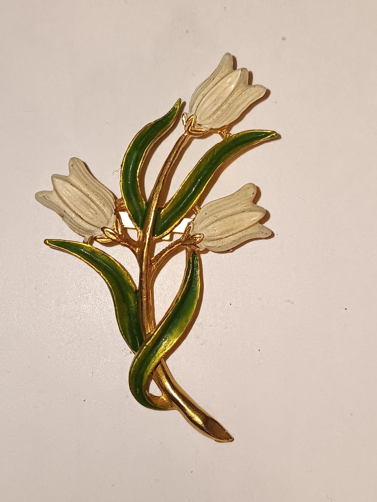 Vintage Gerry’s Enamel Flowers White Tulips Bouquet Brooch