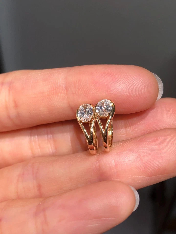 IGI 3.00 Ct E-VS1 Oval Lab Grown Diamond Hoop/Huggie Earrings 14K Yellow Gold