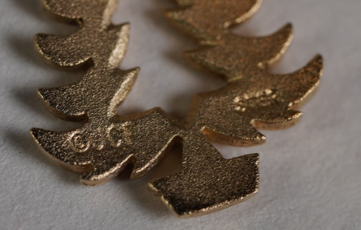 JCF Christmas Tree Gold Tone Pendant Small Vintage