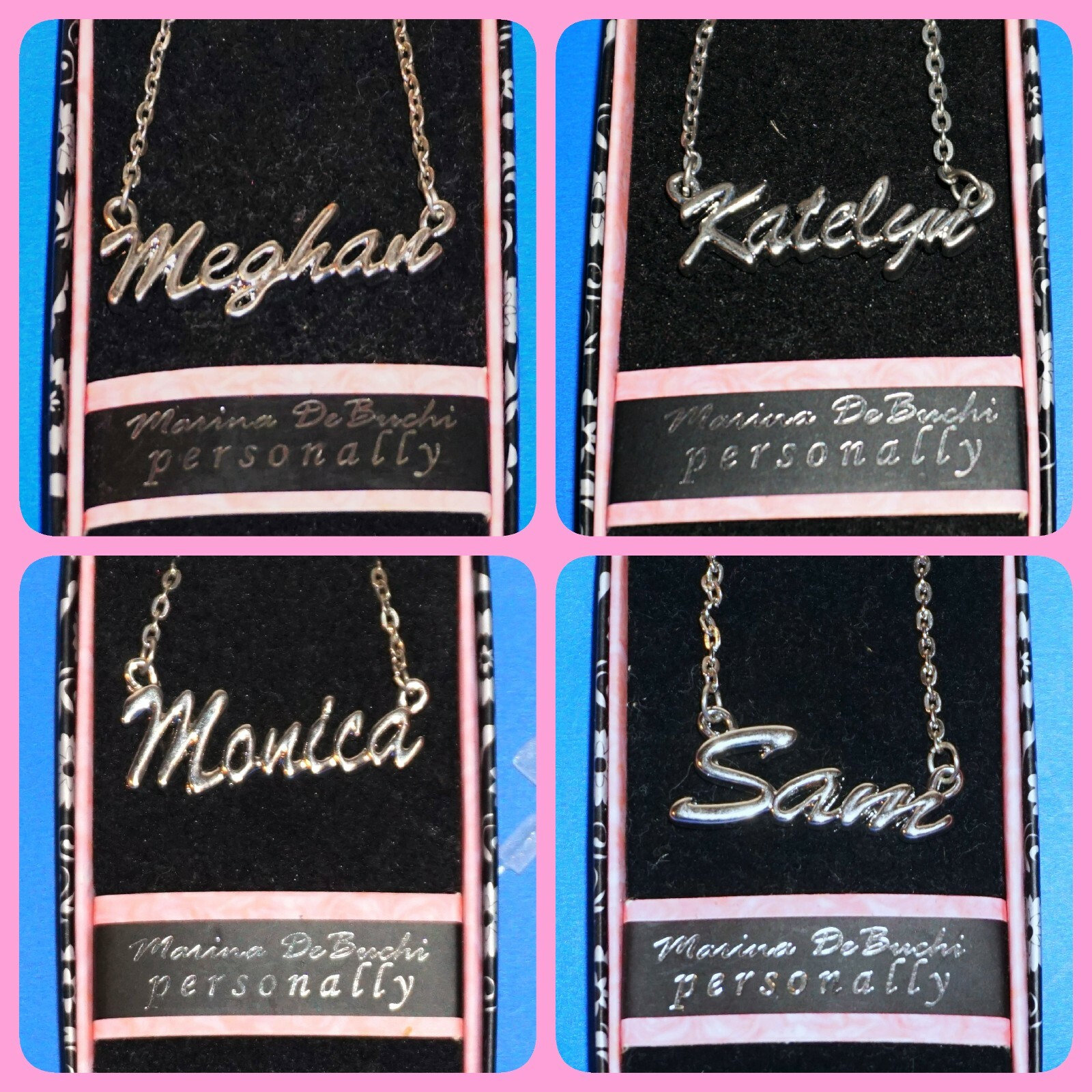 Name Necklace Marina DeBuchi Silver Plated Personalized Choose Name NWT JB