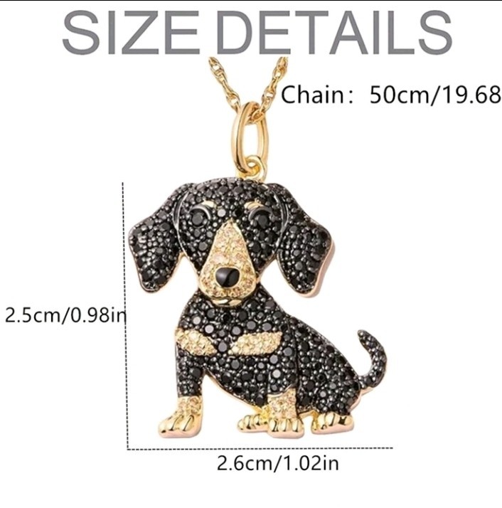 Gold-Plated Black and Gold Dachshund Pendant Necklace