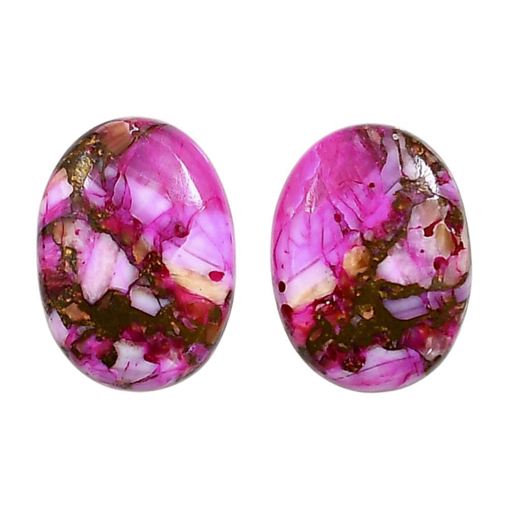 Kingman Pink Dahlia Turquoise Pair 14.6×19.3×4.5 mm Oval Gemstone LS78-04961