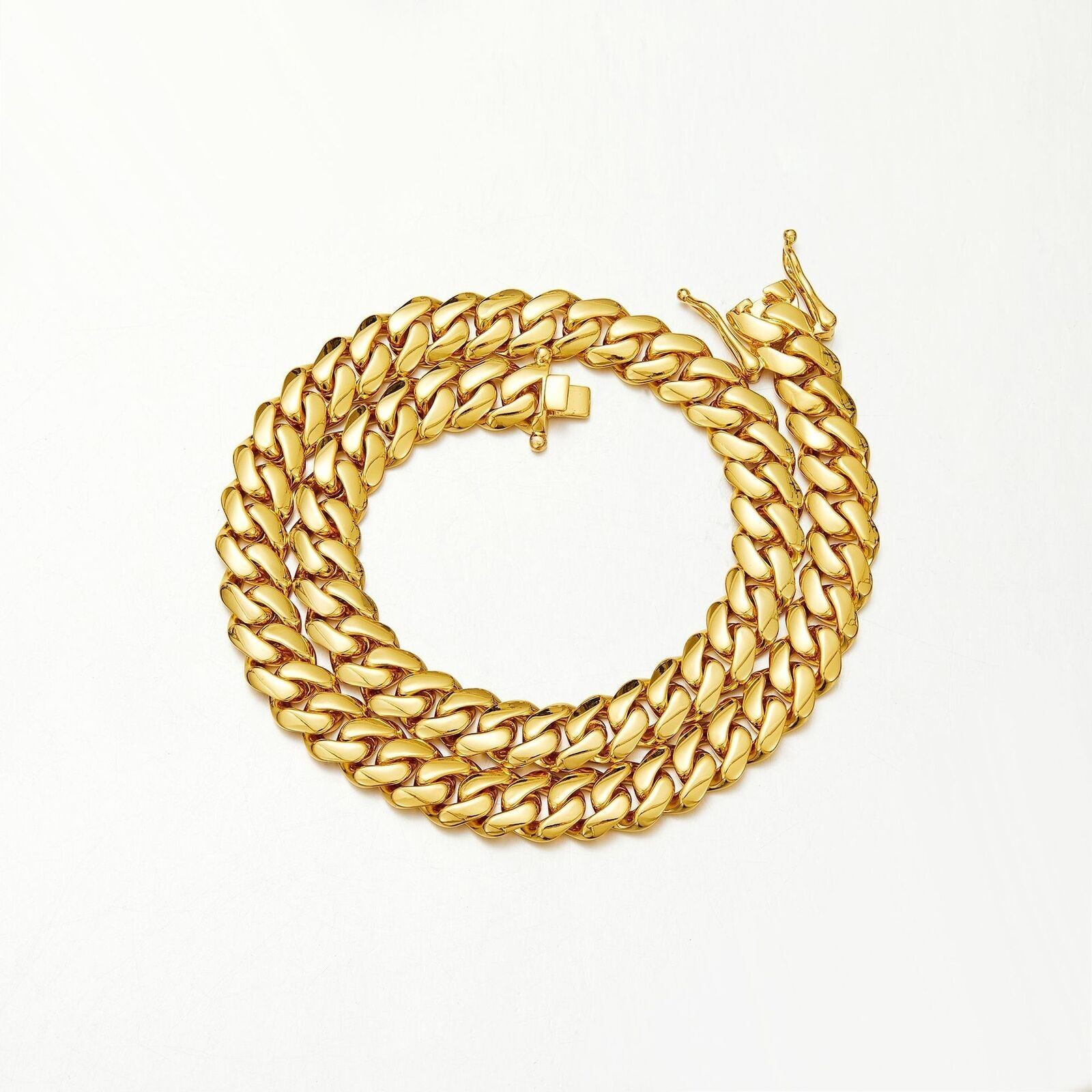 Miami Cuban Link Chain Necklace Bracelet 14k Gold Plated Stainless Steel 10-22mm