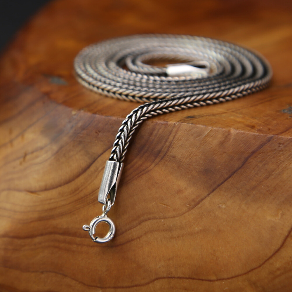 Real 925 Sterling Silver Women Necklace Wheat Link Chain 1.5mm 2mm 2.8mm Width
