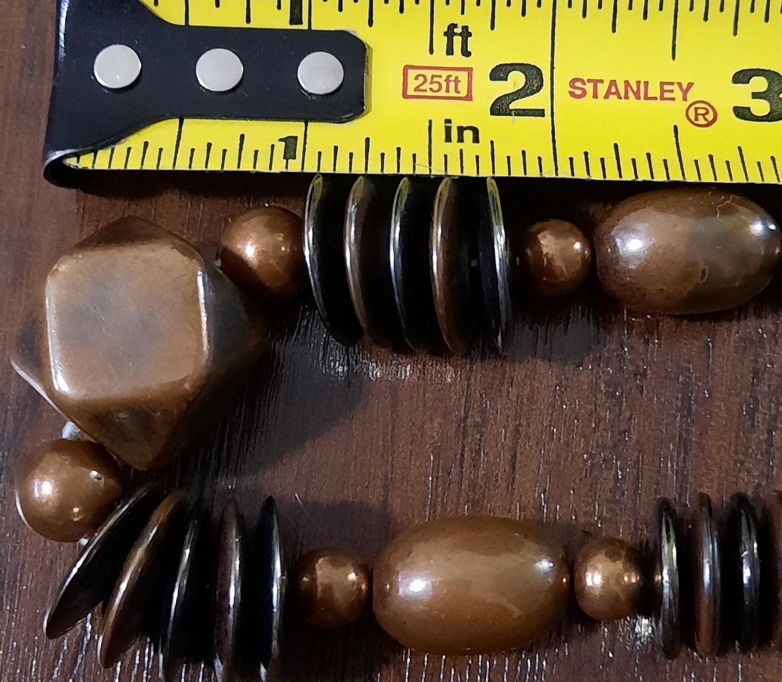 24″ Copper, Brown, Silver Baroque Beaded Graduated Strand String Necklace EXCOND