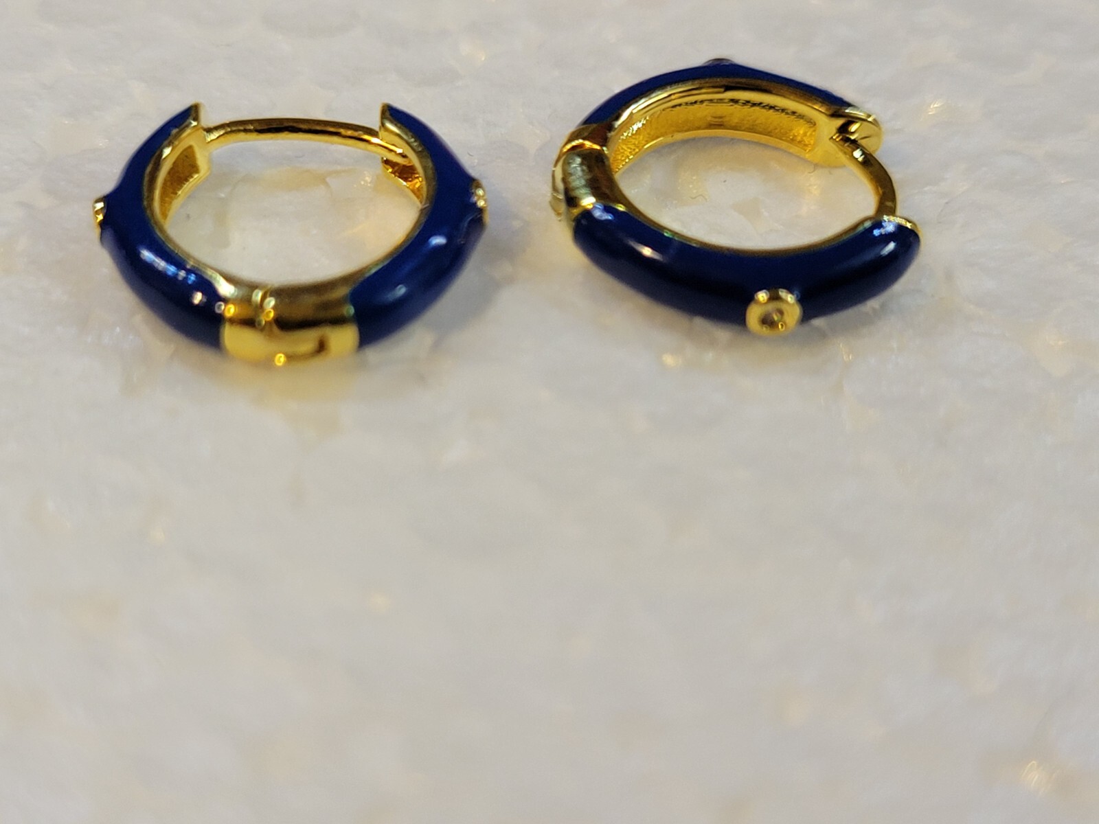 Gold Plated Sterling Silver Colored Enamel 12mm Micro Huggie Earrings (Choose)