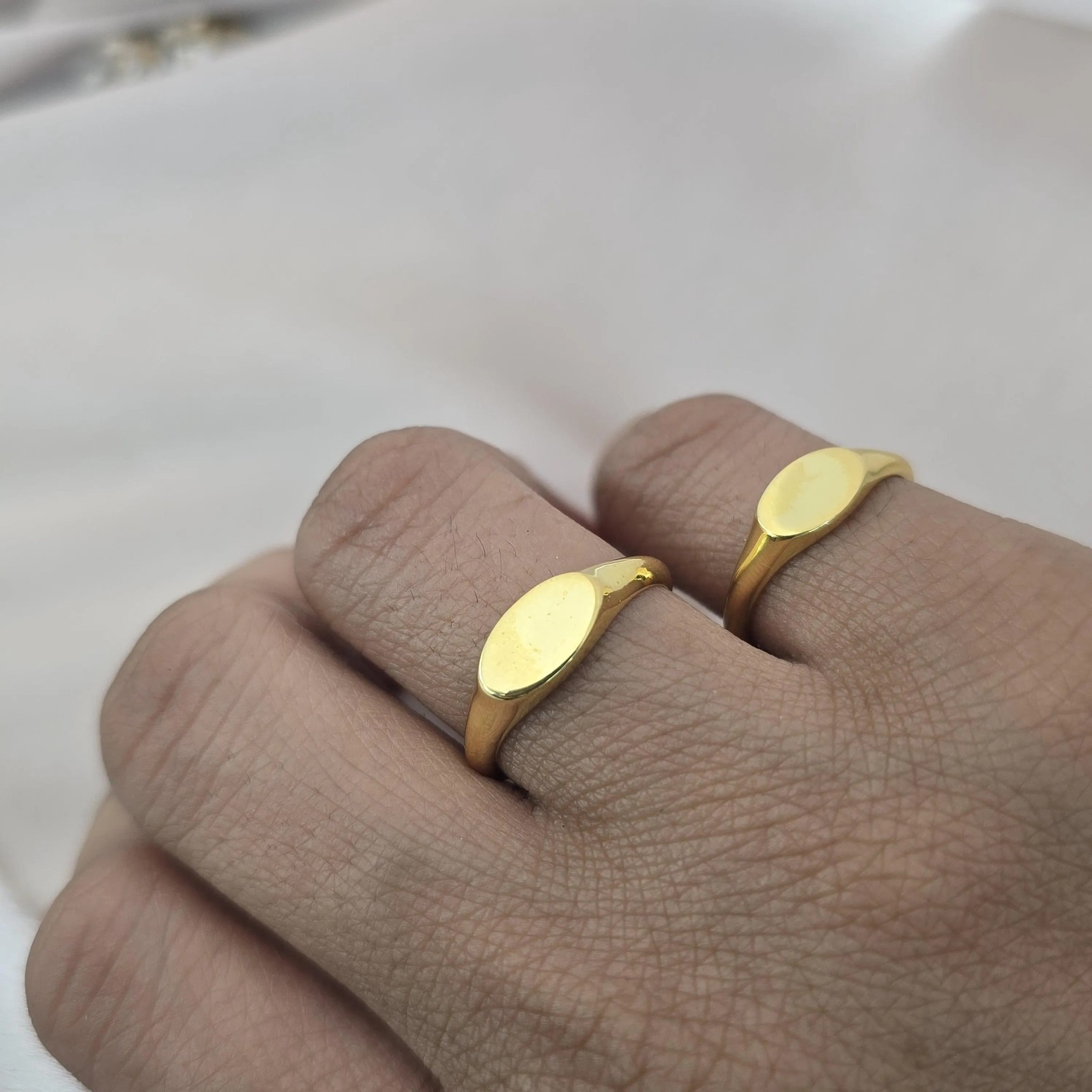 Plain Ring 14K Gold Signet Ring | 925 Stamped | Initials Zodiac Engraved Rings