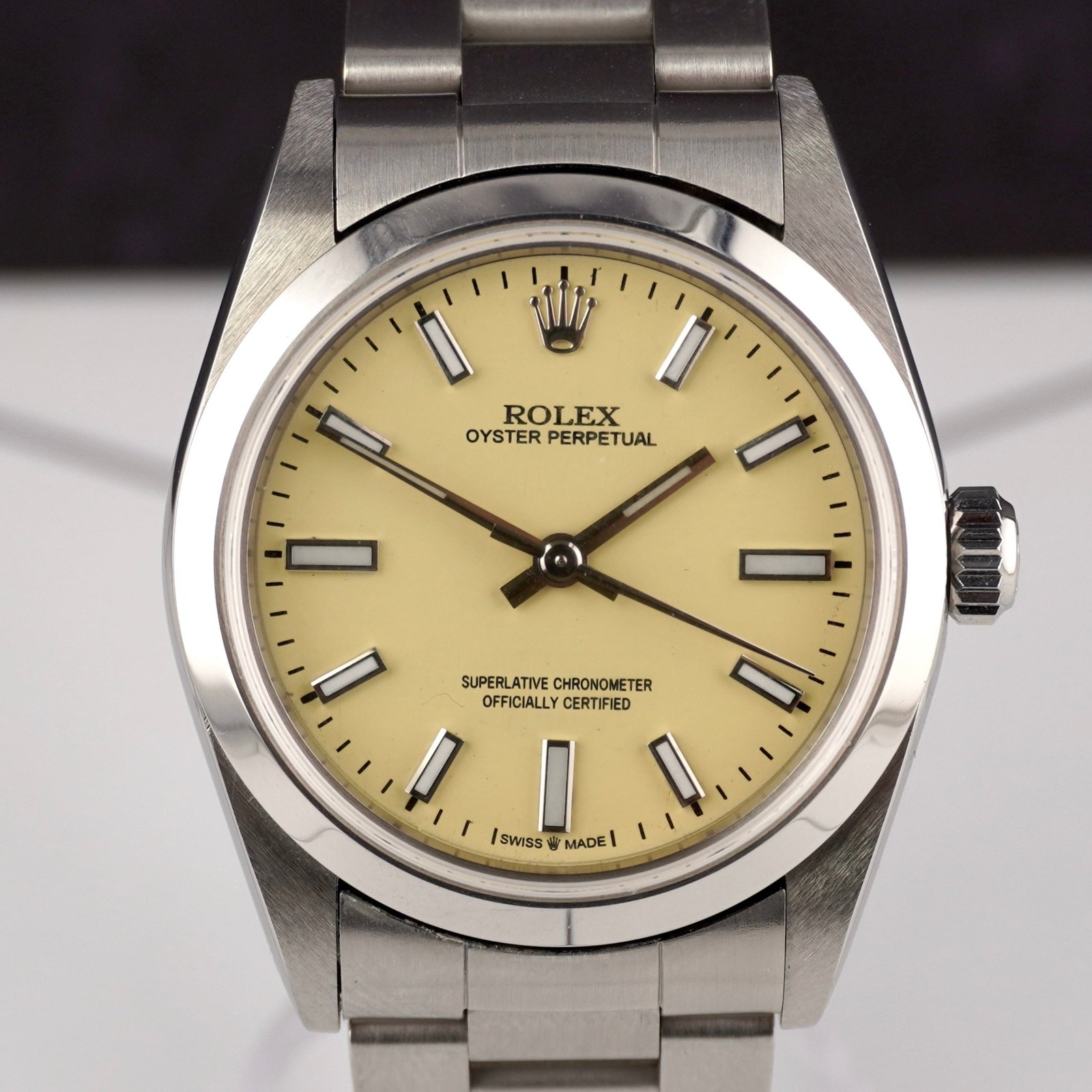 Rolex Oyster Perpetual 31mm Stainless Steel Beige Dial Watch Ref 67480