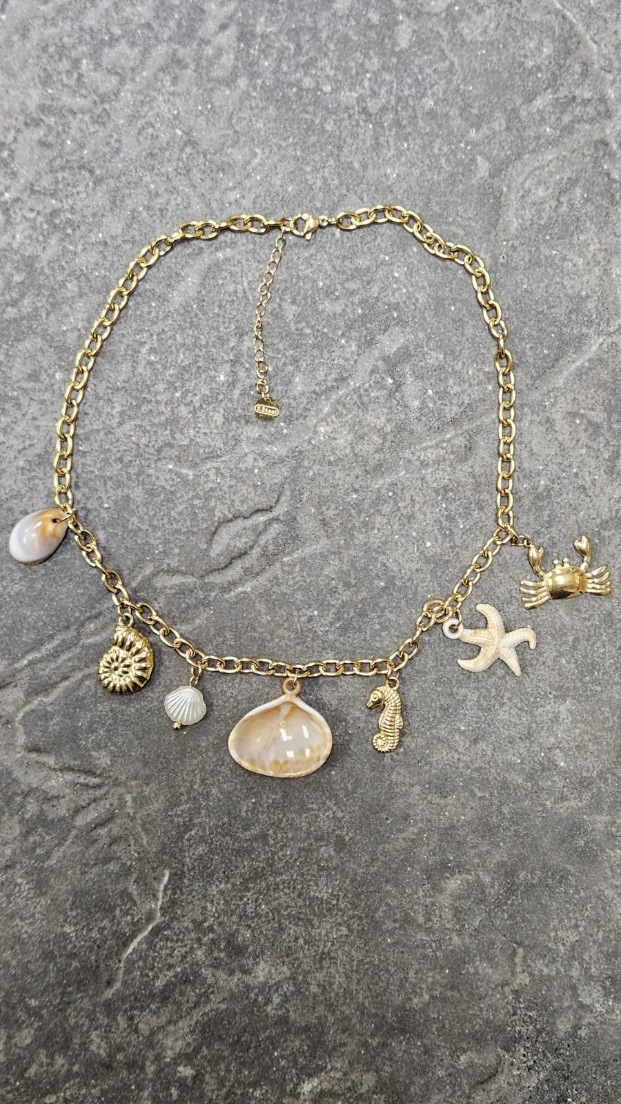 NWT Beach Theme Dangle Charm Necklace In Stainless Steel