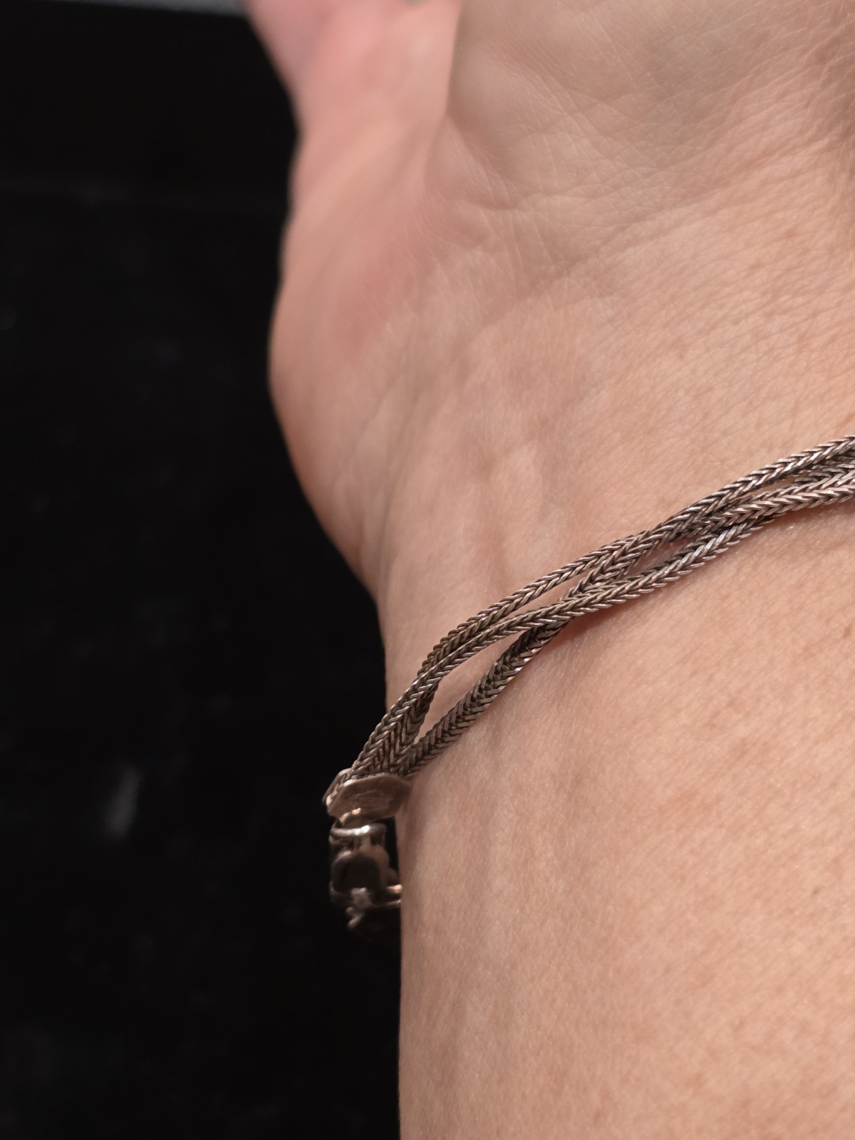 Sterling Silver Foxtail 3 Strand Bracelet 5.2g