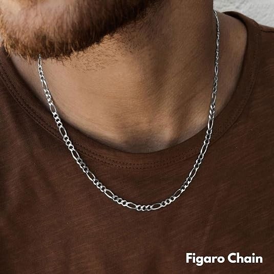 Mens Womens Gold Silver Chain Necklace Cuban Figaro Link 3mm 5mm 18-24