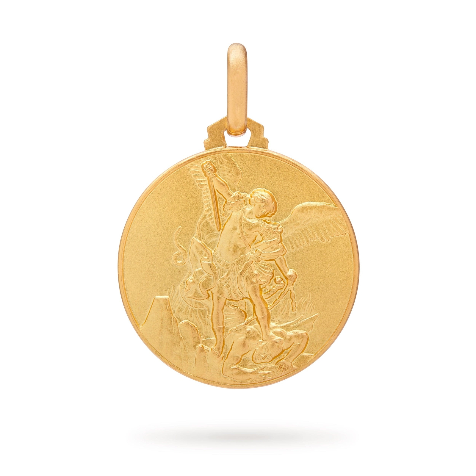 18k Gold Medal of St Saint Michael Medallion Pendant Religious Blessed by Pope