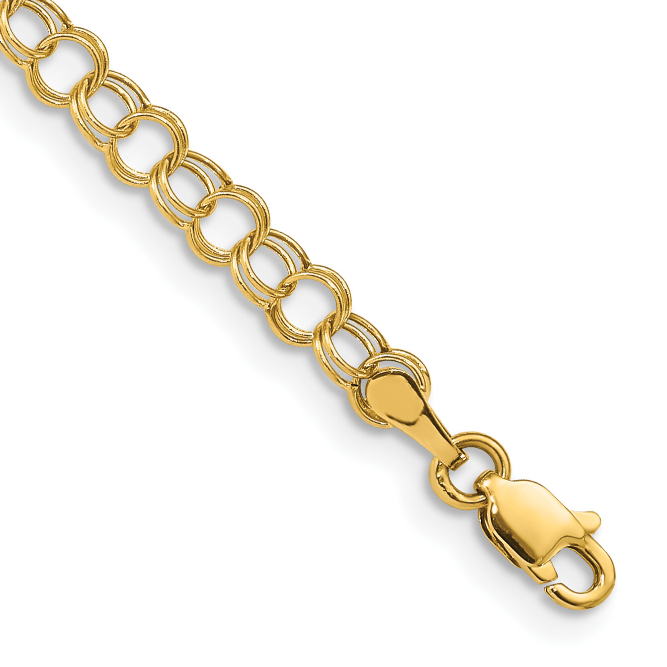 14k Hollow Double Link Charm Bracelet DO350