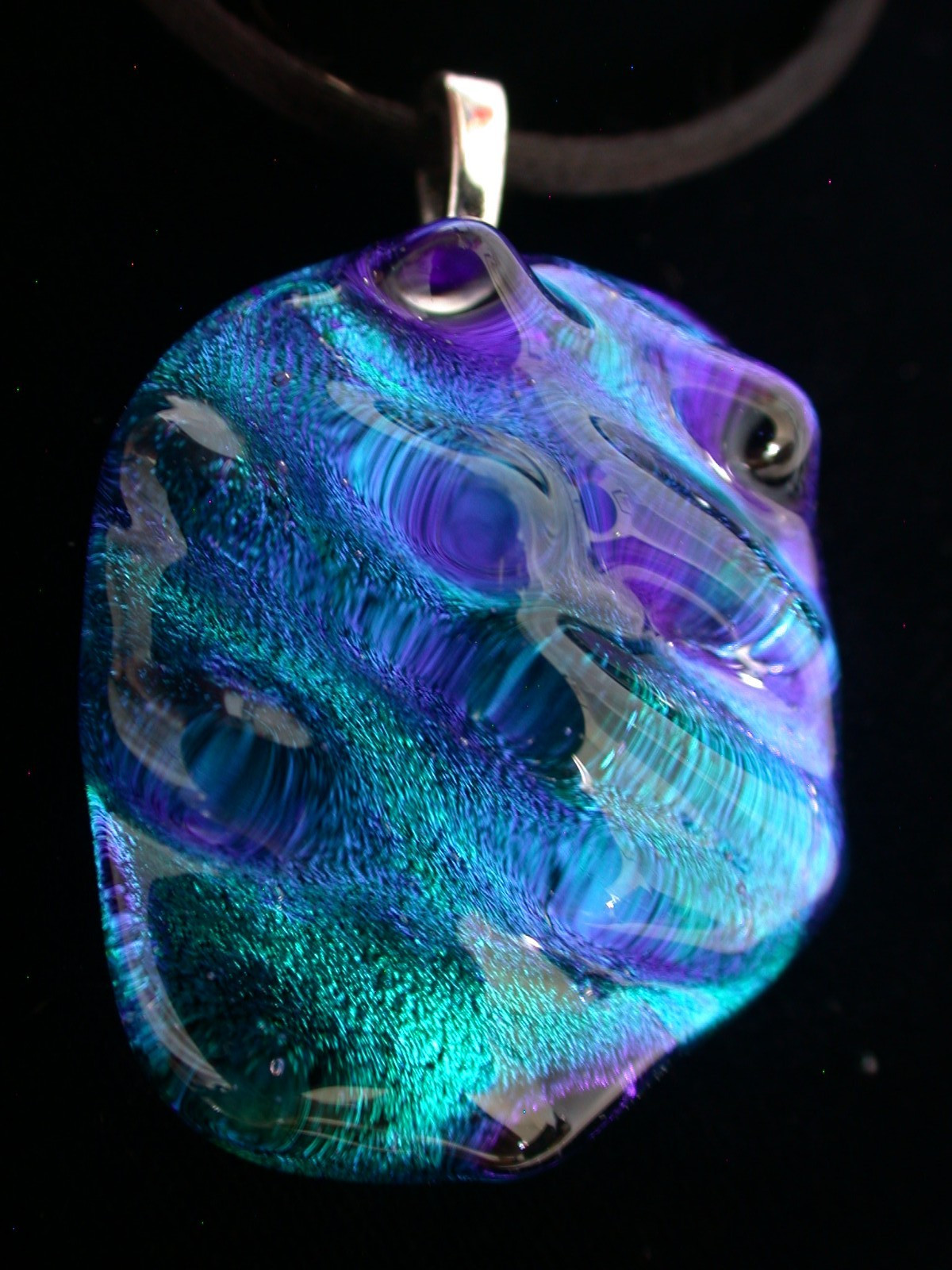 HANDCRAFTED Dichroic Sculptured Fused Glass Pendant / FOCAL PIECE