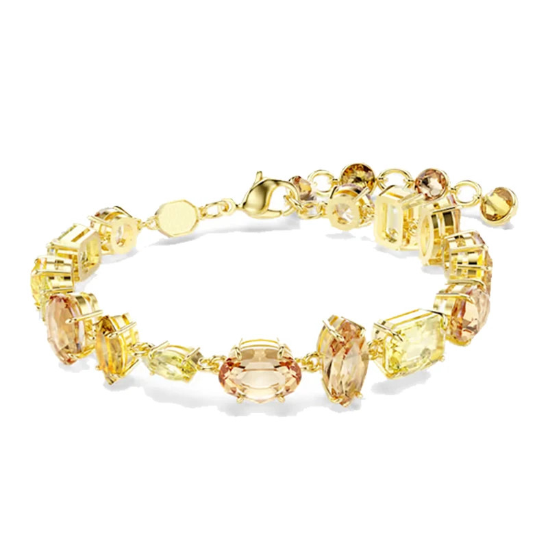 Candy Crystal Necklace Bracelet Earring Ring Set Gold Color Women Jewelry