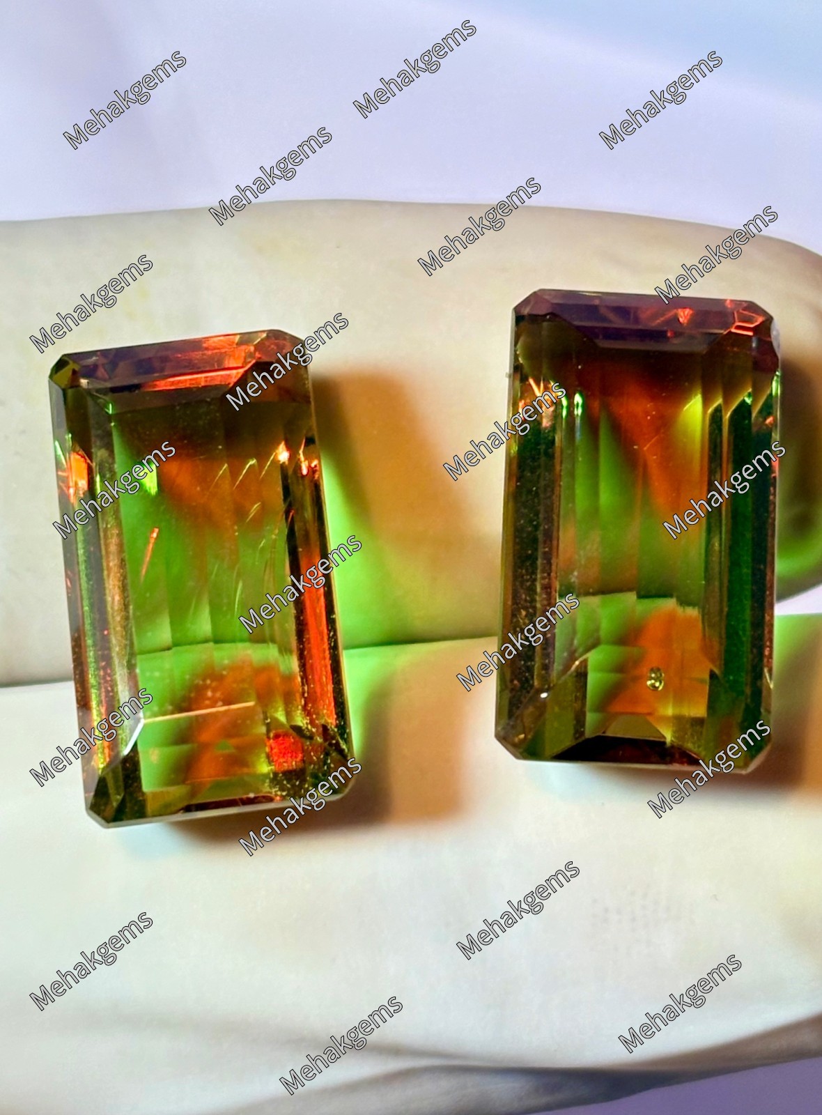 Color Changing Zultanite Gemstone Pair, Emerald Cut 15 Carat Loose Stone Earring