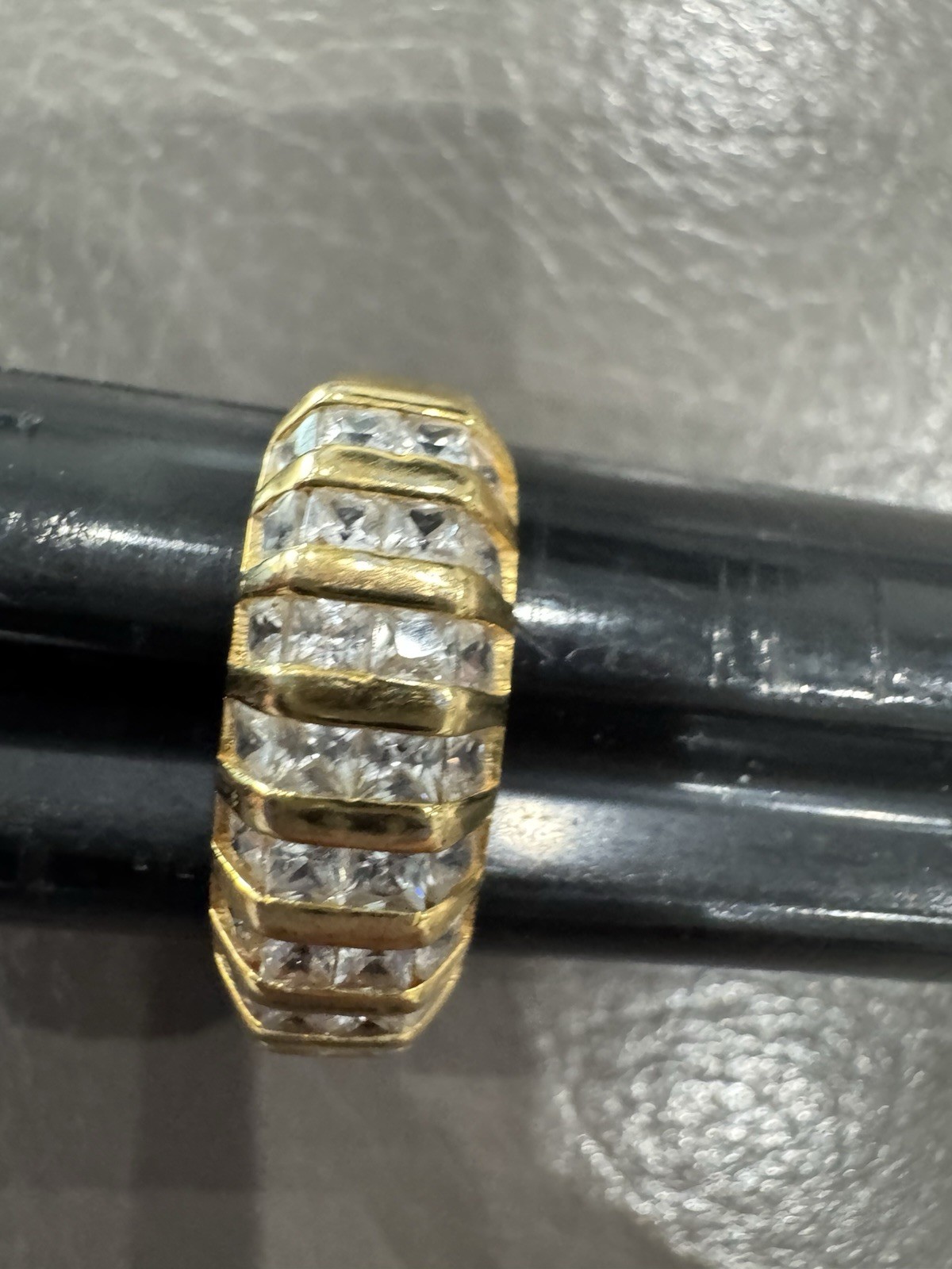 Gold Plated Sterling 925 CZ channel Set PMJ ring band Sz 9 Men’s / Women’s