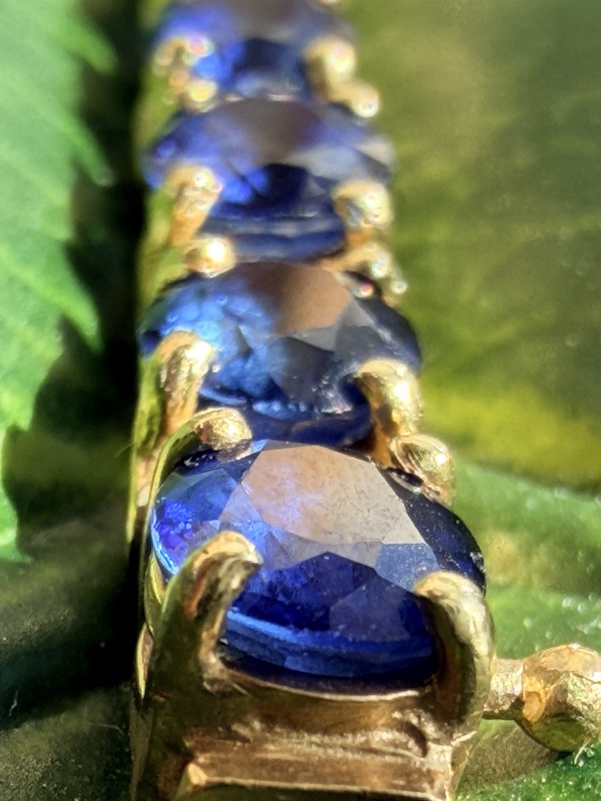 21.25ct Natural Blue Sapphire Tennis Bracelet 14K Yel Gold 25 Oval Stones 7.25”