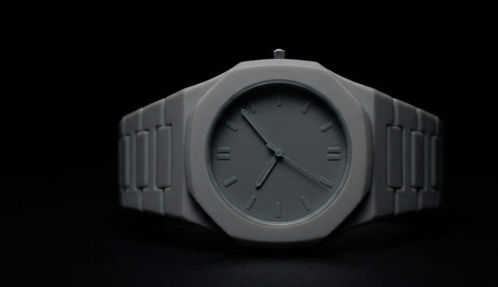 GREY_GHOST Mens Matte Grey Watch Octagonal Case Minimalist Stealth Quartz