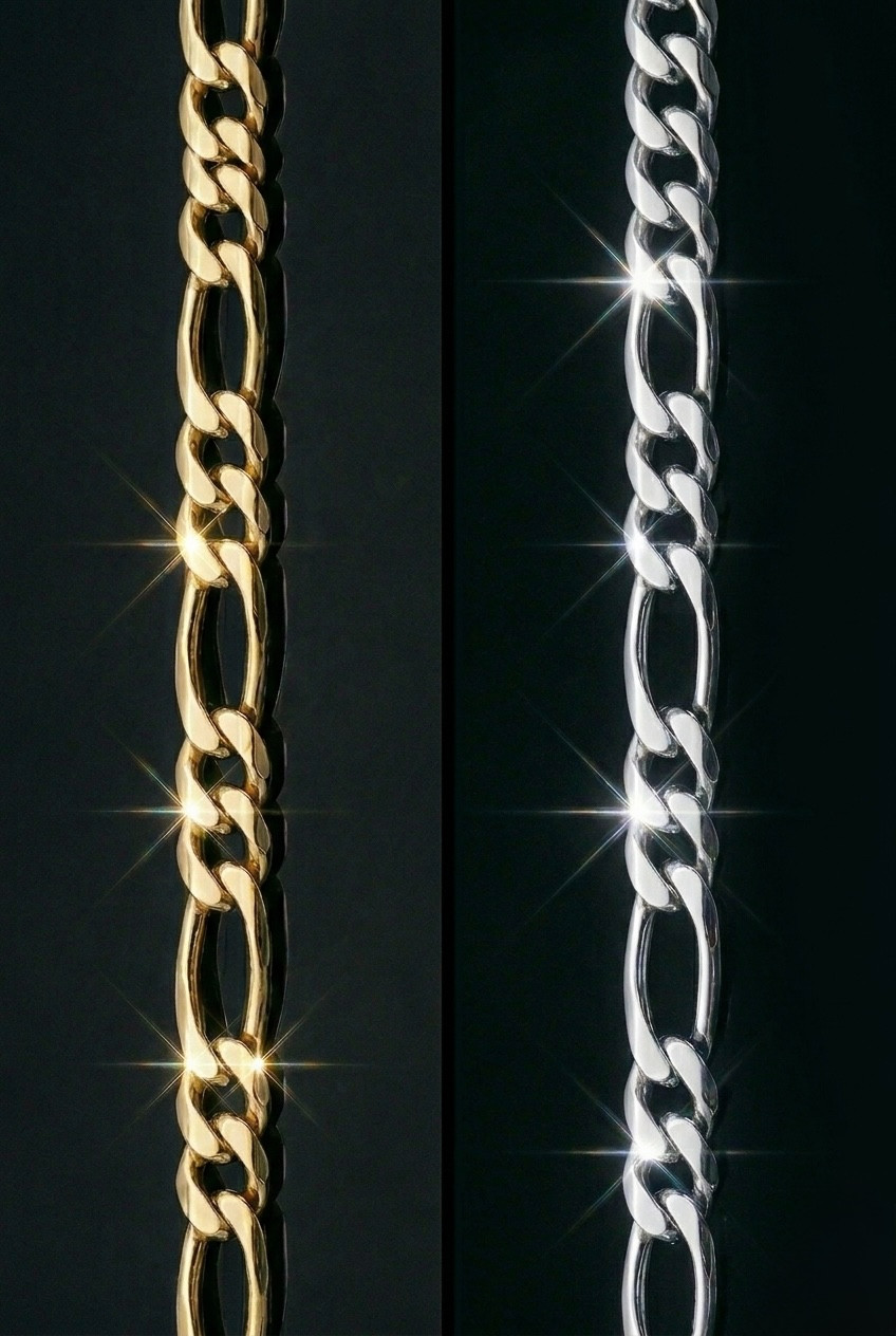 Figaro Chain Real 18K Gold Bonded over 316L Steel, Never Tarnish, Waterproof 5mm