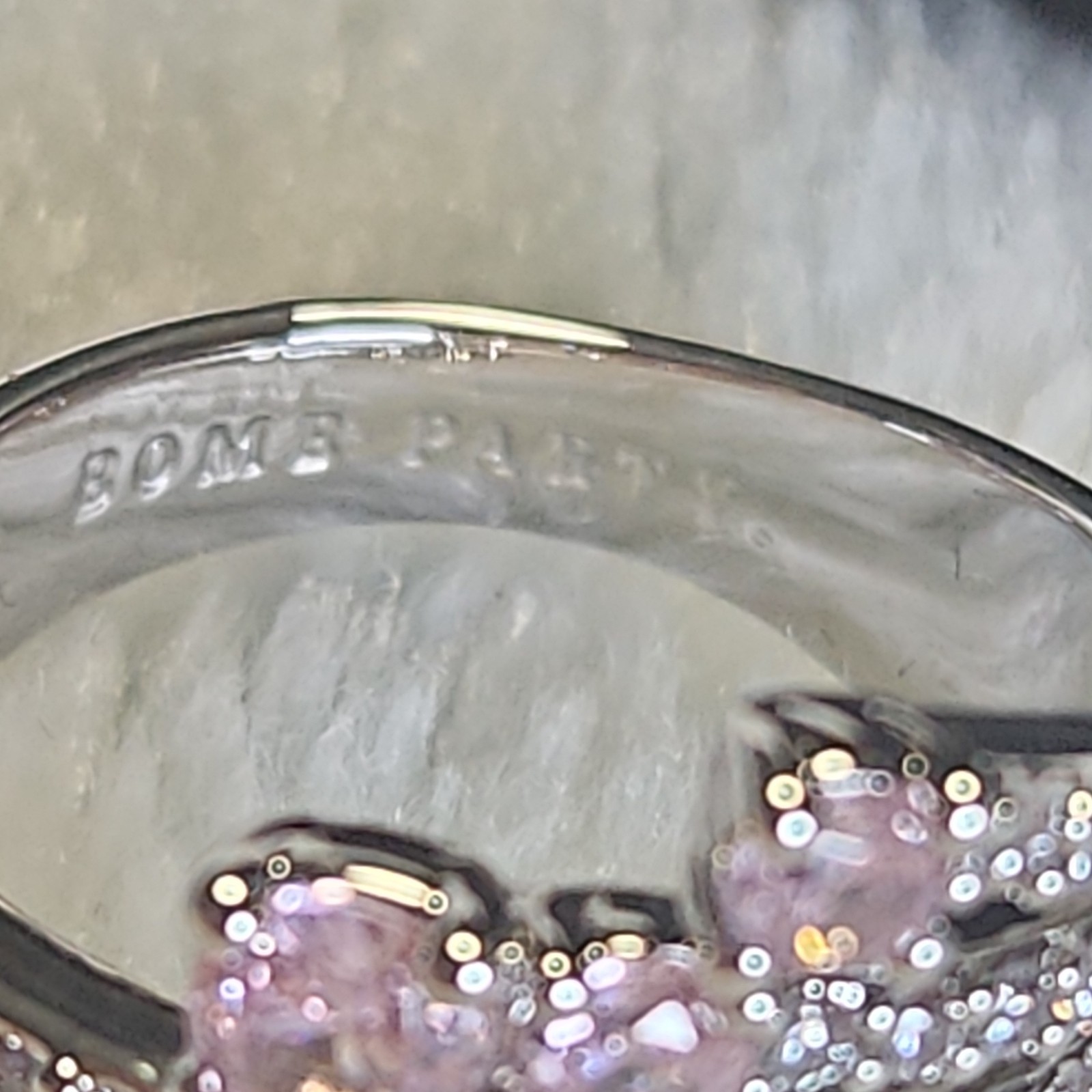 Ring Bomb Party “Pathways Of The Quiet” Rose Quartz CZ On Rhodium Sz 7 RG87219