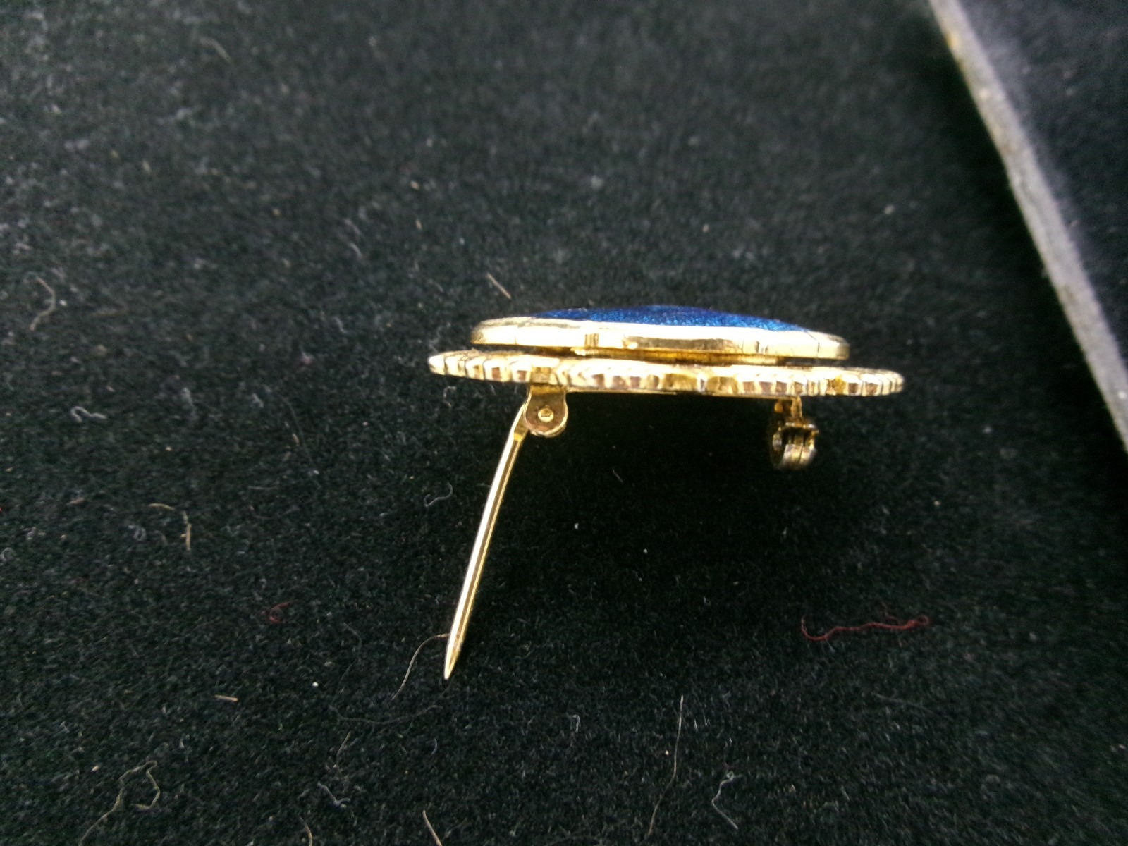 VINTAGE FREIRICH BLUE CABOCHON STATEMENT PIN BROOCH SEE DETAILS