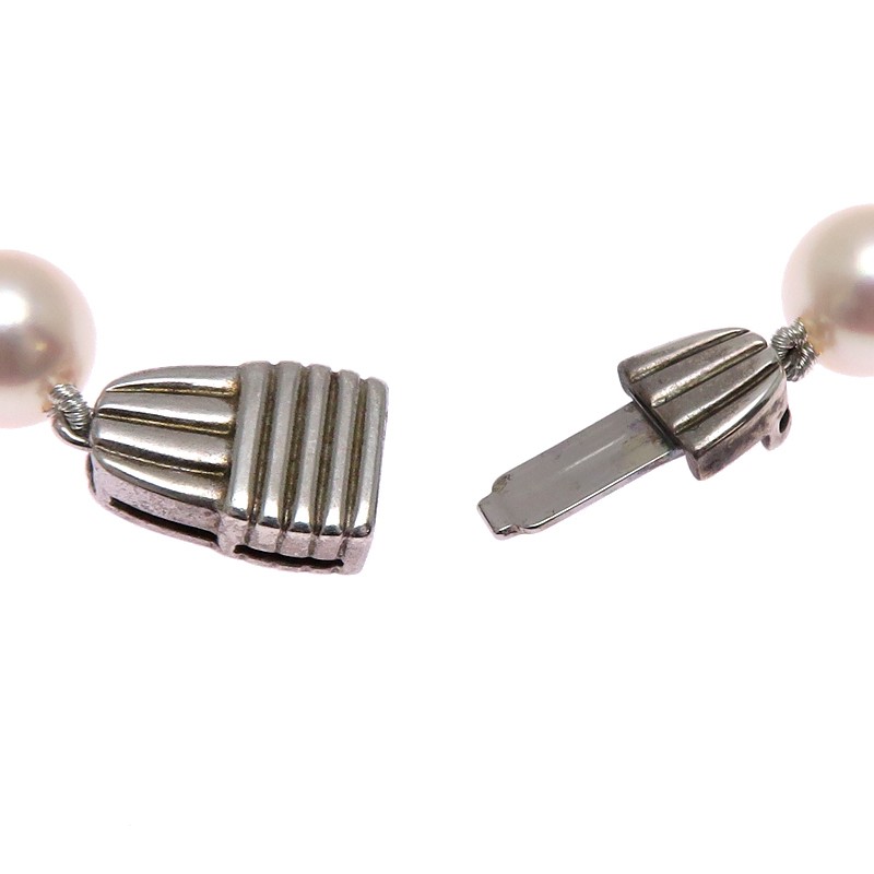 MIKIMOTO Akoya Pearl Necklace 7-7.5mm K18 18K White Gold Womens Authentic