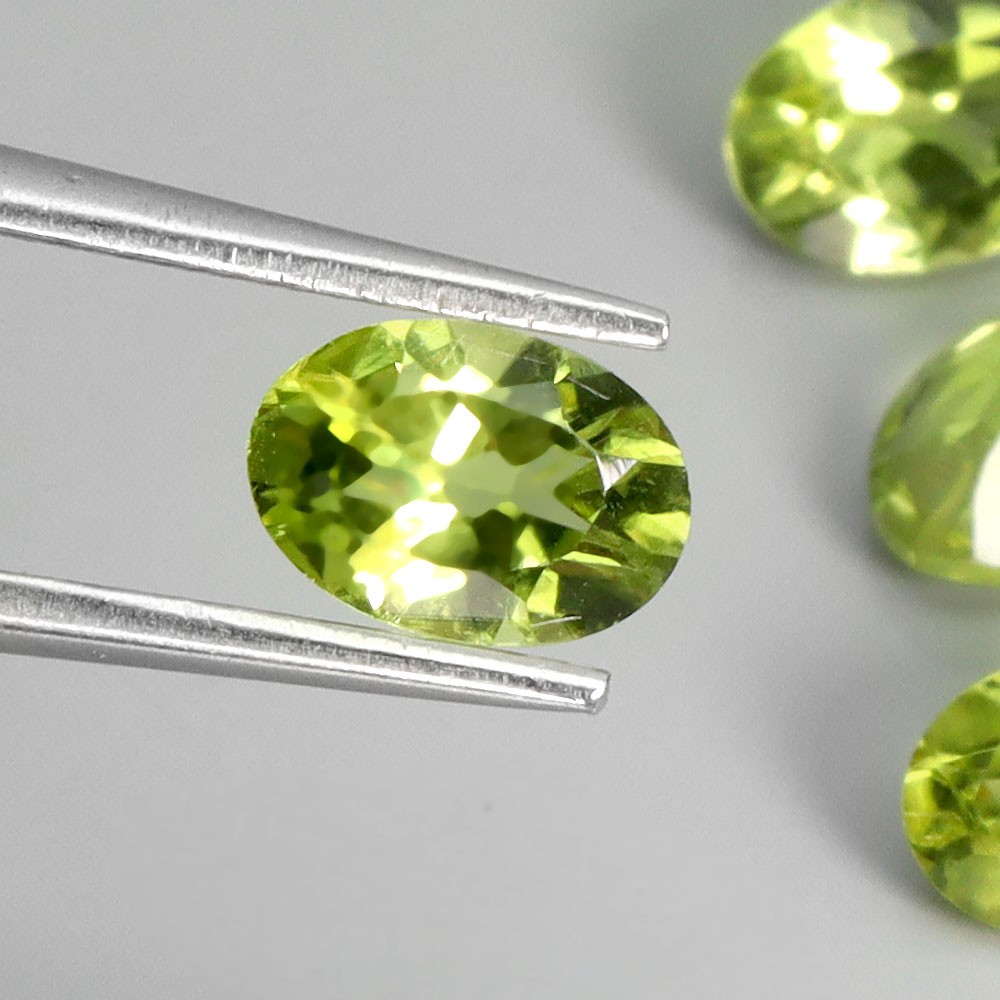 Oval Cut Natural Unheated Top Rich Green Peridot 6pcs 5.31ct 7x5mm Lot Gemstone