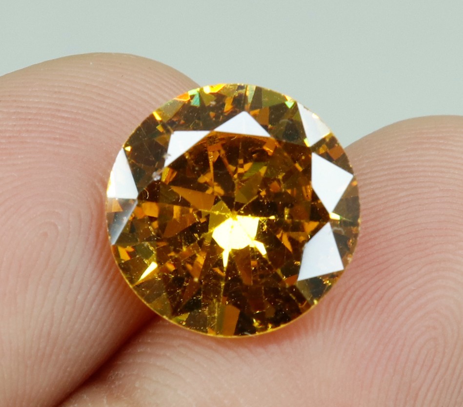 Certified 7.45 Cts. Natural Reddish Yellow Zircon Round Cut Loose Gemstone