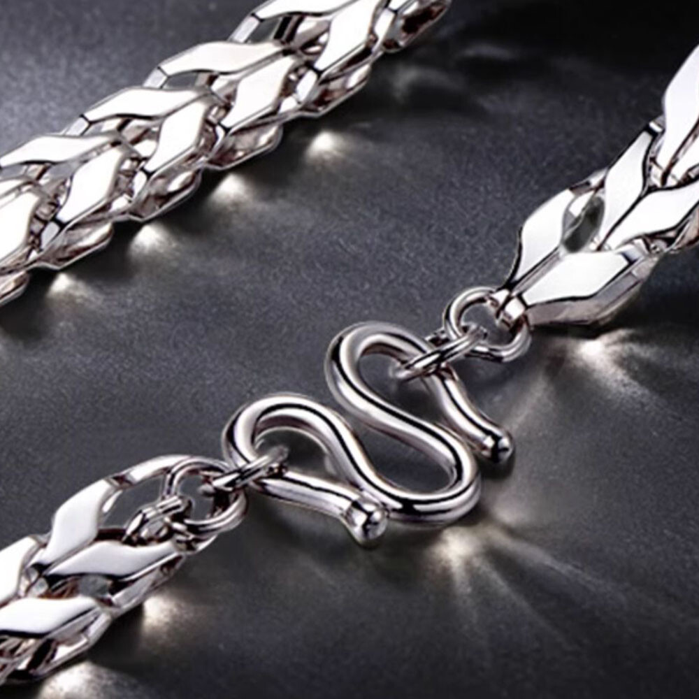 PT950 Pure Platinum 950 Chain 3.5mm Unique Wheat Link Necklace 26-27g 23.6inch