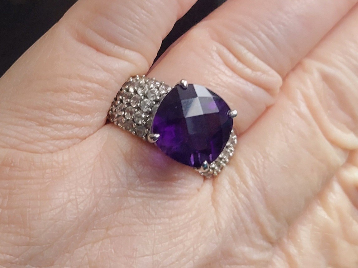5.67 Ct AMETHYST Solitaire Ring 925 Sz 7