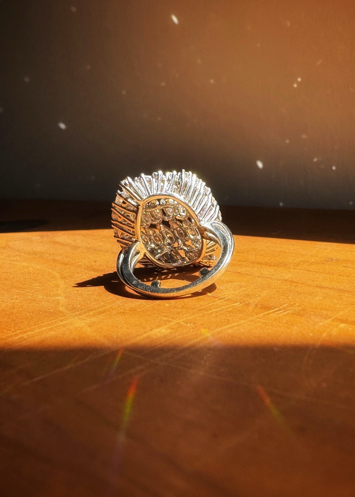 Vintage Platinum and Diamond Cluster Cocktail Ring, 38 Diamonds 4 Carat Total