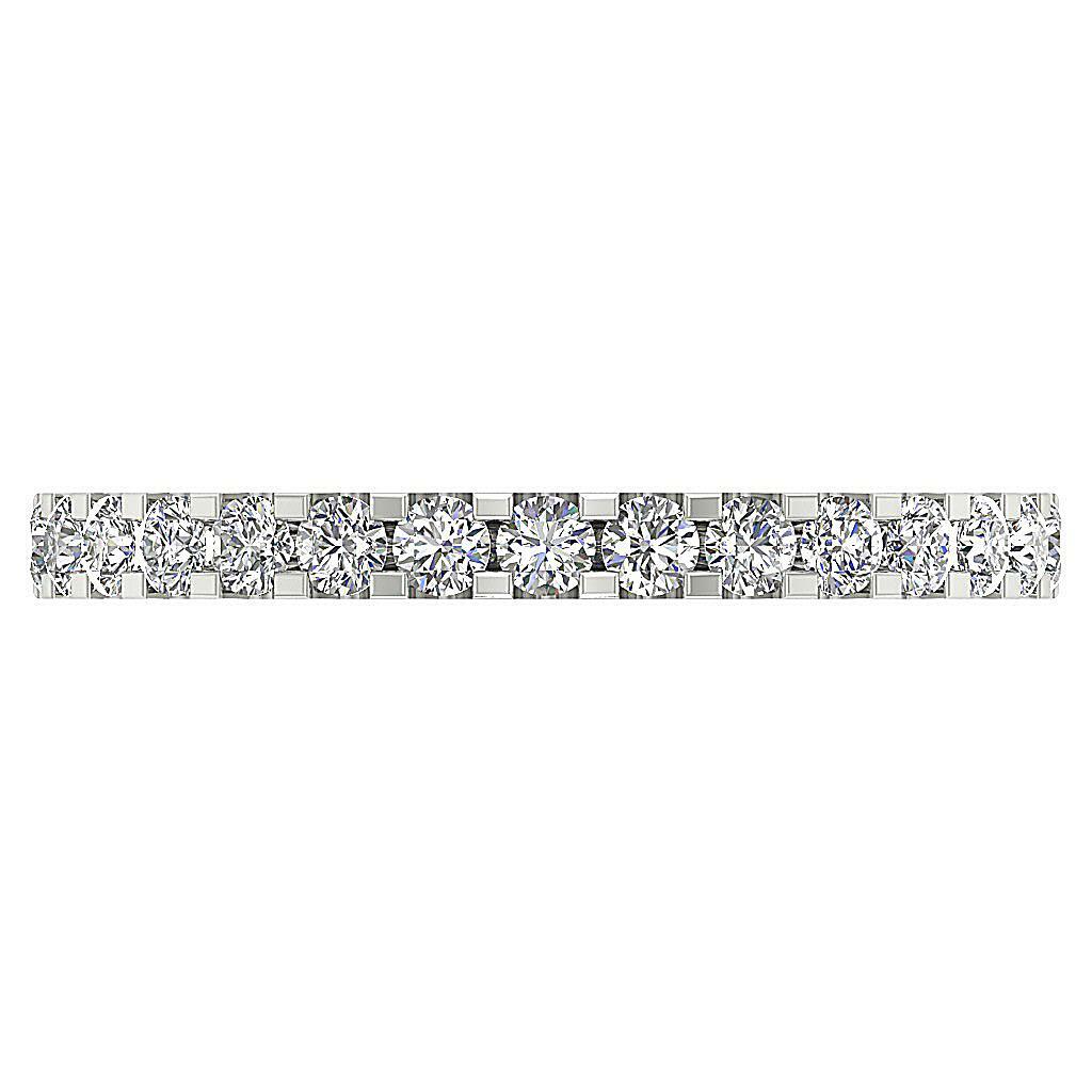 Eternity Stackable Ring SI1 G 1.30 Carat Round Cut Diamond 14K White Gold 2.70MM