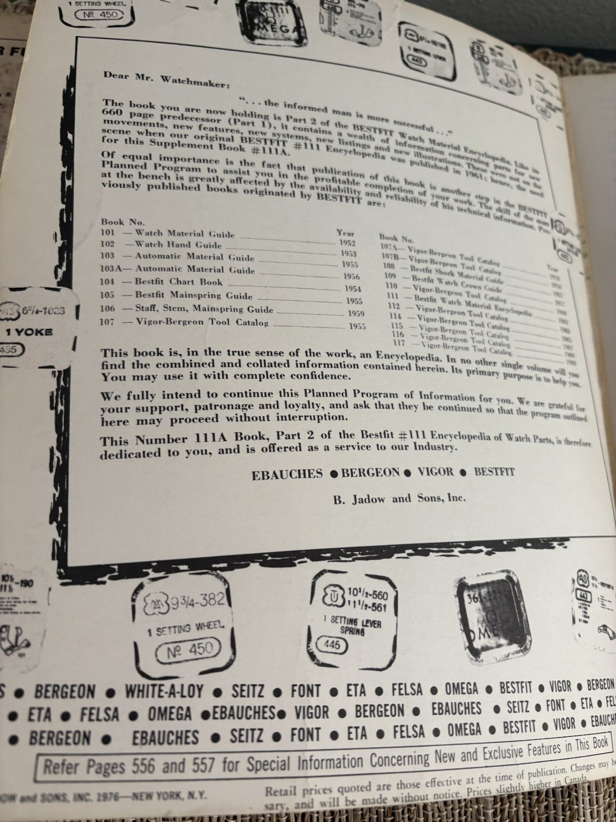 Best Fit 111 & 111A Encyclopedia of Watch Material, 1979 Parts 1 And 2