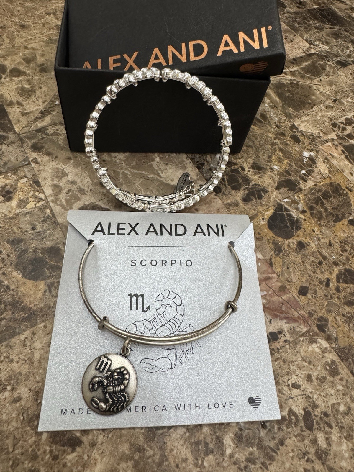 Alex And Ani Scorpio Bangle Bracelet 2 Piece Brand New Silver