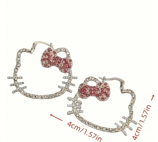 Sanrio Fashion Hello Kitty Earrings with a Mosaic Design