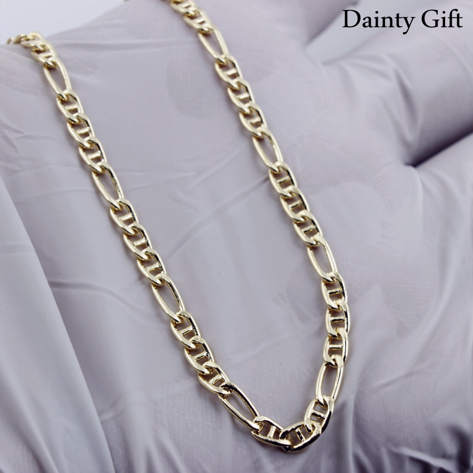 Women Gold Filled 3mm Gold Figaro Chain non-Fade Anklet Foot Bracelet 9.5″