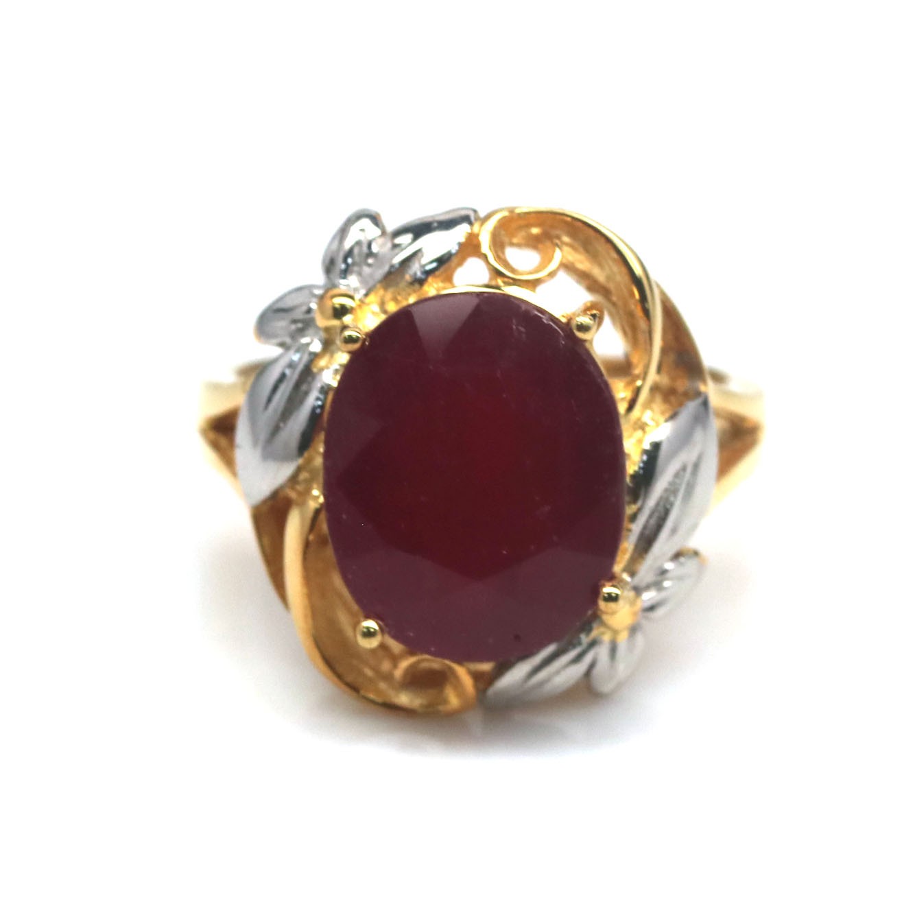 Thai Handmade 18K Gold Plated 11 x 13 mm. Red Ruby(9.05 CT.) Ring Size 8.5
