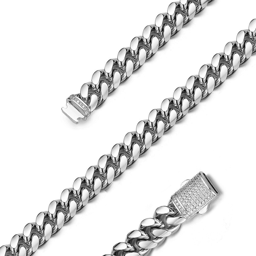 Women Men Silver Tone Stainless Steel Curb Cuban Link Chain Necklace 16-40inch